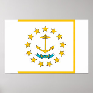 Póster Poster con bandera de Rhode Island, EE.UU.