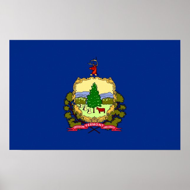Póster Poster con Bandera de Vermont, EE.UU. (Frente)