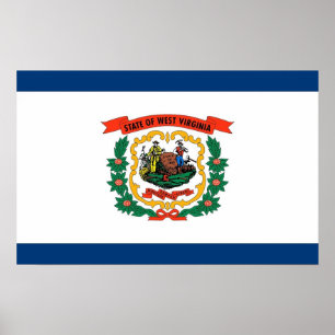 Póster Poster con bandera de Virginia Occidental, EE.UU.
