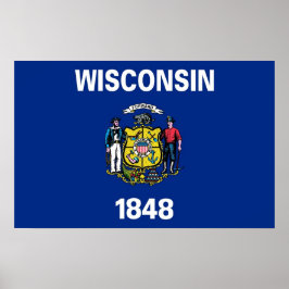 Póster Poster con bandera de Wisconsin, EE.UU.