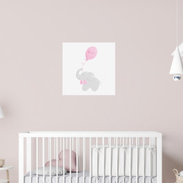 Póster Poster con ducha para bebés con elefante y globo r