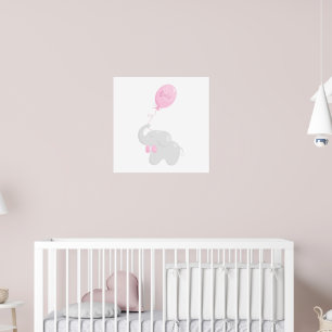 Póster Poster con ducha para bebés con elefante y globo r