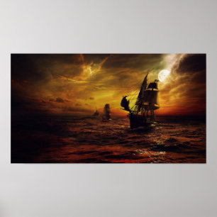 Póster Poster con el barco pirata