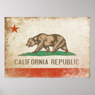 Póster Poster con la bandera de California con problemas