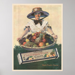 Póster Poster con la señora de la fruta de California de
