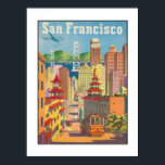 Póster Poster con motivo vintage de San Francisco<br><div class="desc">Poster con impresiones vintage de San Francisco anunciando el mejor destino californiano. Esta versión con marco negro interior. Por favor, avísenos si desea que se hagan algunos cambios que le gusten. Estamos encantados de ayudarle si necesita algún cambio en la disposición, como colores, tonos, tamaño o cualquier otra adición, como...</div>