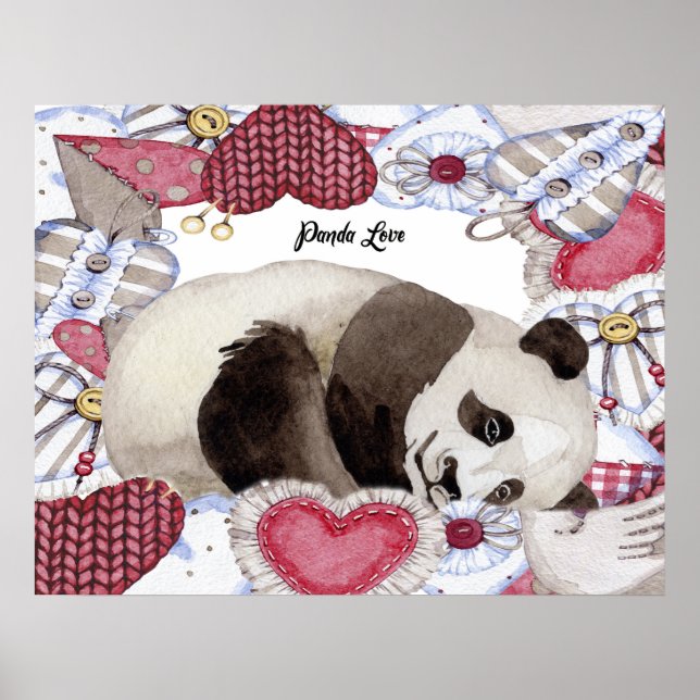 Póster Poster con Panda Resting, Heart Frame (Frente)