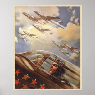 Póster Poster con propaganda de la Fuerza Aérea de la URS