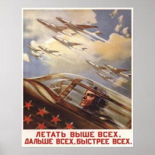 Póster Poster con propaganda de la fuerza aérea de URSS