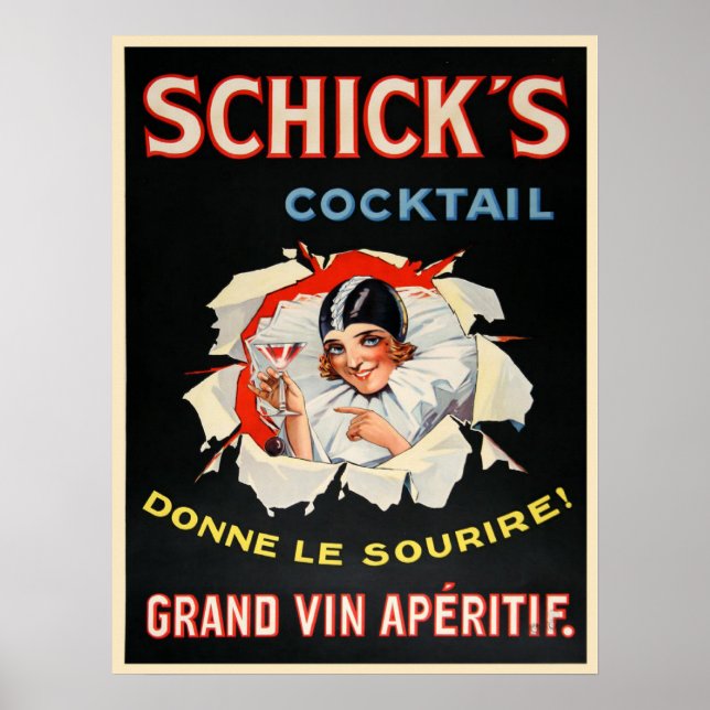 Póster Poster con publicidad de vino de época (Frente)