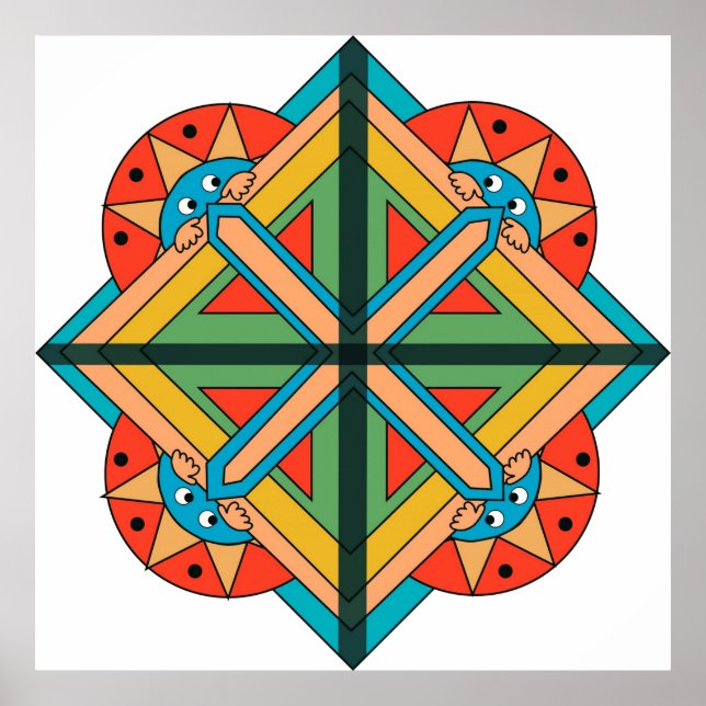 Póster Poster con tema Art Deco y caras divertidas (Frente)