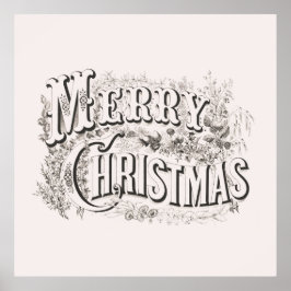 PÓSTER POSTER CON VINTAGE TEXTO "FERRY NAVIDAD"