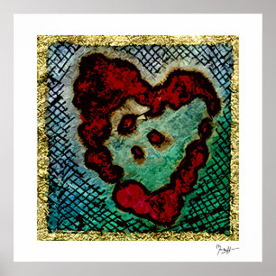 Póster Poster - Corazón con crema de tinta roja