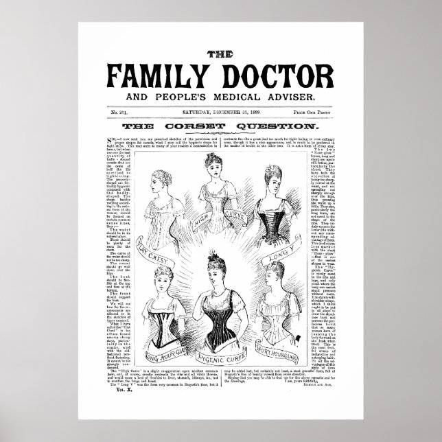Póster Poster Corsets El Médica Familiar 21 dic. 1889 (Frente)
