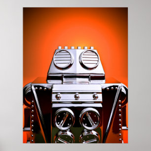 Póster Poster cosechado retro del robot 04 del juguete
