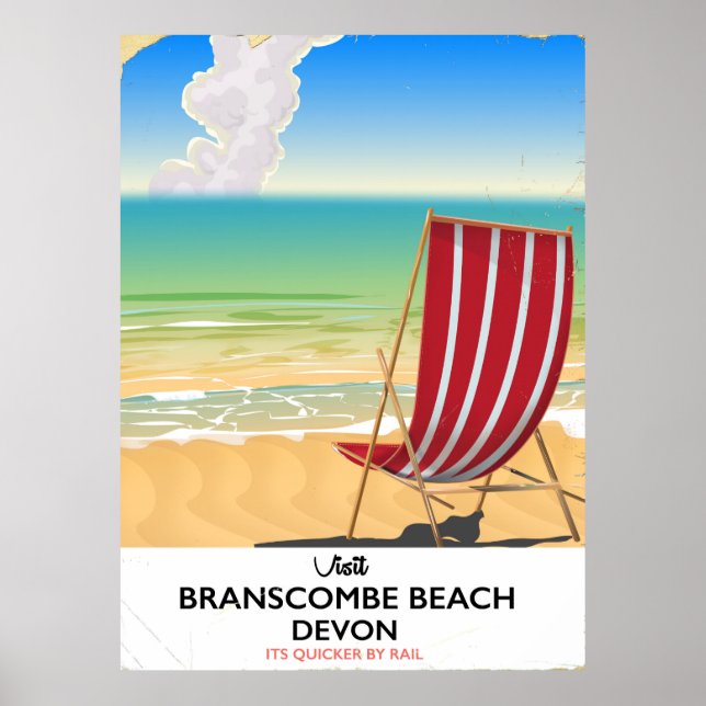 Póster Poster costero de Branscombe Beach Devon (Frente)