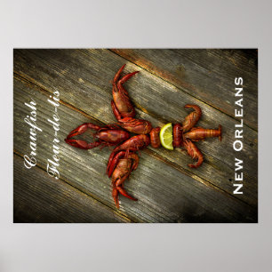 Póster Poster Crawfish Fleur-De-Lis