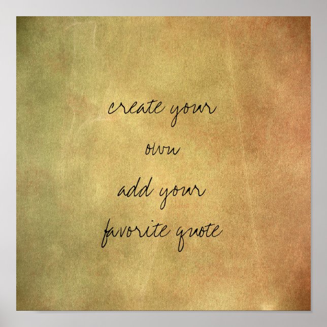 Póster poster crea tu propia textura angustiada sepia (Frente)