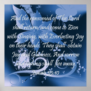 Póster Poster cristiano con el 35:10 de Isaías del verso