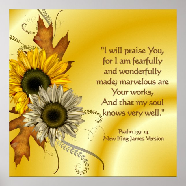 Póster Poster cristiano con flores de escritura (Frente)