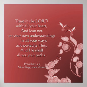 Póster Poster cristiano con flores y pájaros de las escri