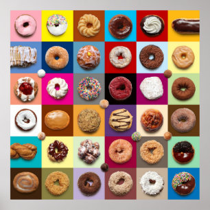Póster Poster cuadrado de Donuts coloridos
