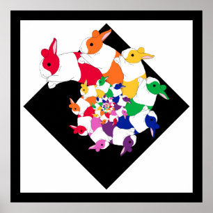 Póster Poster cuadrado de los conejitos del fractal