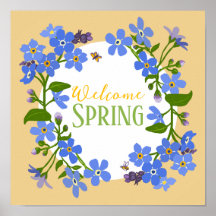 Poster cuadrado de Welcome Spring Forget Me Nots