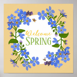 Póster Poster cuadrado de Welcome Spring Forget Me Nots