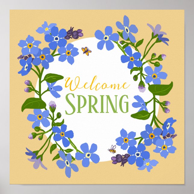 Póster Poster cuadrado de Welcome Spring Forget Me Nots (Frente)