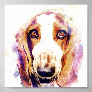 Póster Poster Cute Basset Hound Dog Face