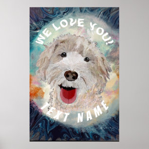 Póster Poster Cute Labradoodle Perro y texto