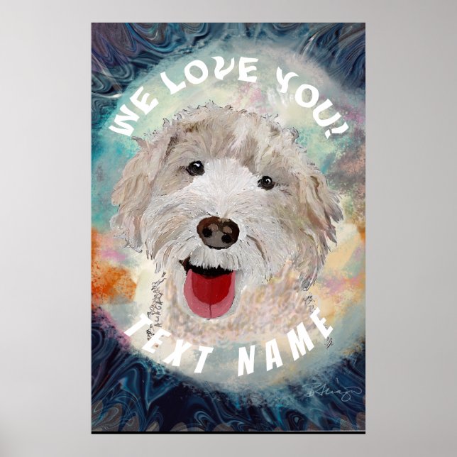 Póster Poster Cute Labradoodle Perro y texto (Frente)