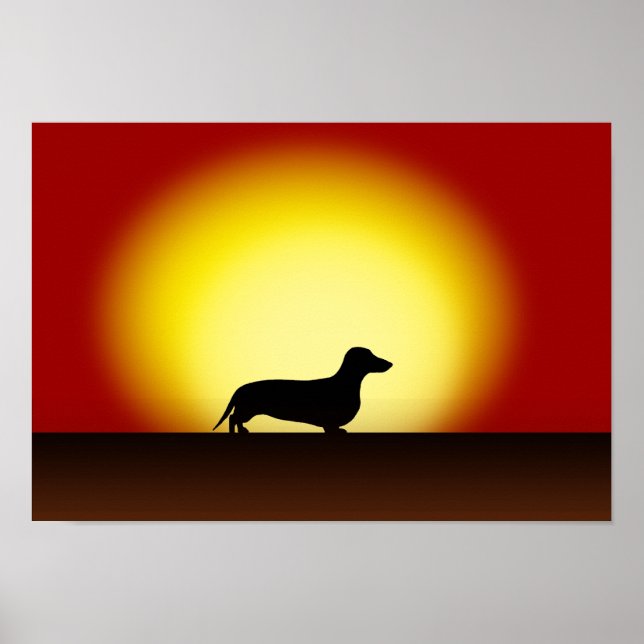 Póster poster "Dachshund Sunset" (Frente)