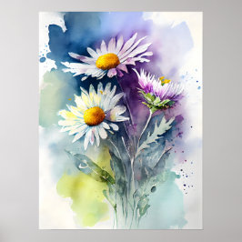 Póster Poster Daisy de color de agua