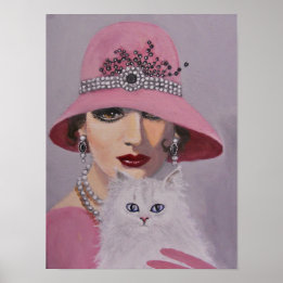 Póster Poster/Dama con gato blanco