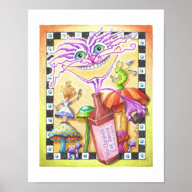 Póster poster de 11"x14" - WorCHESHIRE CAT (Frente)