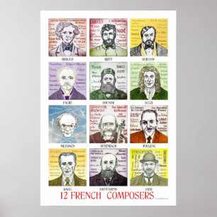 Póster poster de 12 compositores franceses