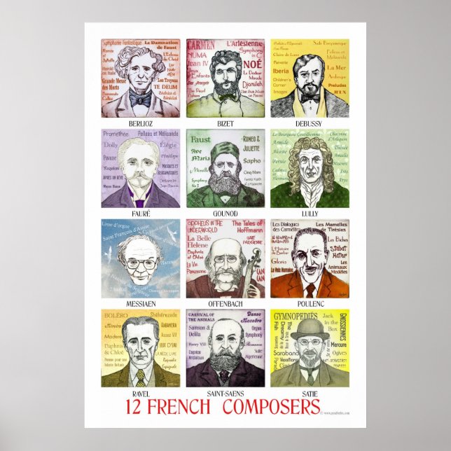 Póster poster de 12 compositores franceses (Frente)