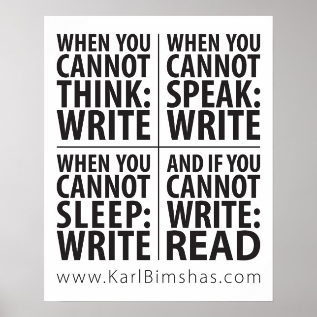 Póster poster de 16" x 20" Cuándo escribir (Frente)