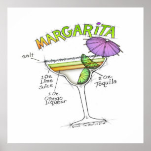 Póster poster DE 24" X 24" - MARGARITA RECIPE COCKTAIL AR