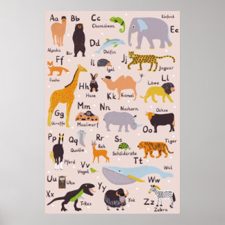 Póster POSTER de ABC Tiere Kinderzimmer