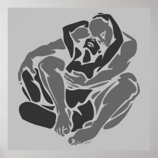 Póster Poster de abrazos - Dibujo de estudio de la figura