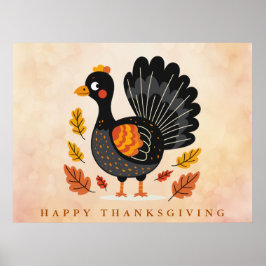 Póster Poster de Acción de Gracias de Cute Turkey