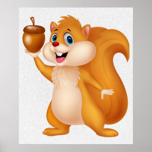 Póster Poster de Acorn Holding de ardilla