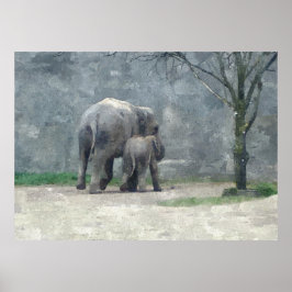 Póster Poster de acuarela de amor de madre