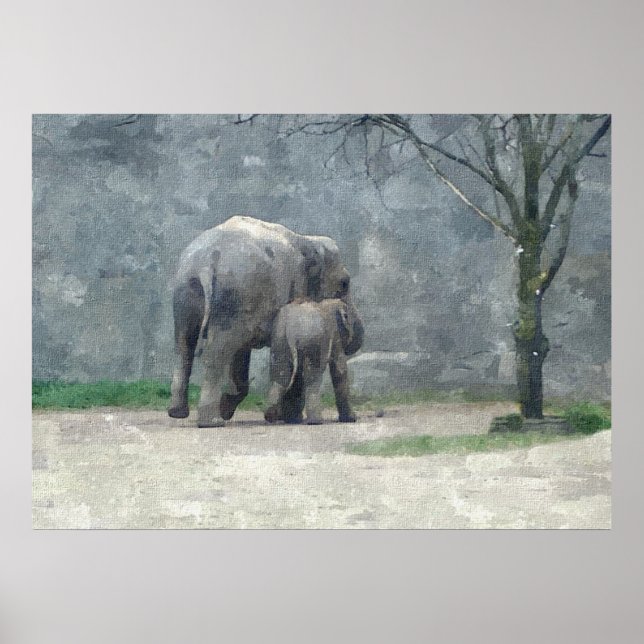 Póster Poster de acuarela de amor de madre (Frente)