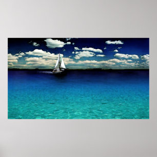 Póster Poster de acuarela de barco caribeño
