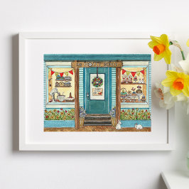 Póster Poster de acuarela de Easter Cake Shop