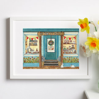 Póster Poster de acuarela de Easter Cake Shop